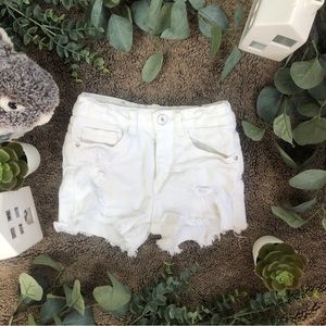 Zara Girls Denim Collection Size 5 White Ripped Jean Shorts